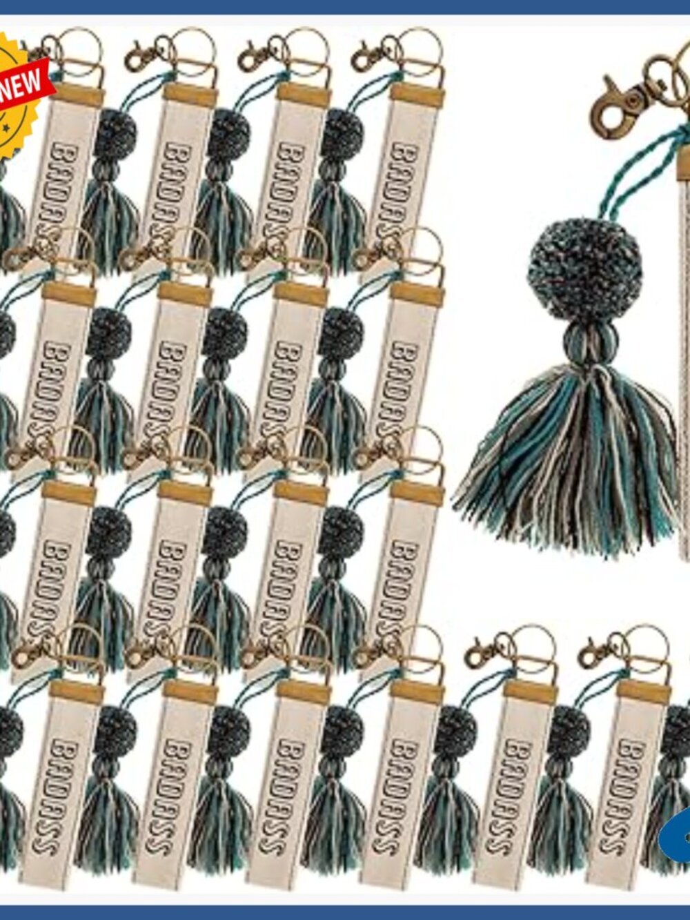 Canvas Tassel Key Chain Set of 50 with Lobster Clasp for Badge Wallet Phone